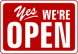  Red were open sign.